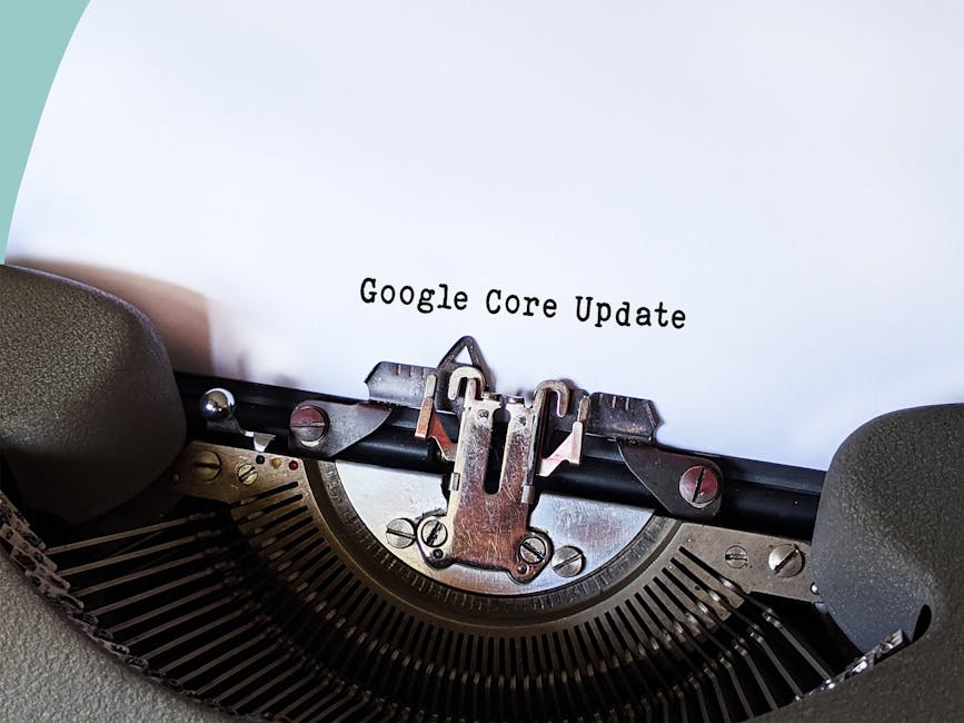 Macchina da scrivere con foglio 'Google Core Update' per aggiornamenti Maturità 2026 e sito Miur, novità esami di stato.