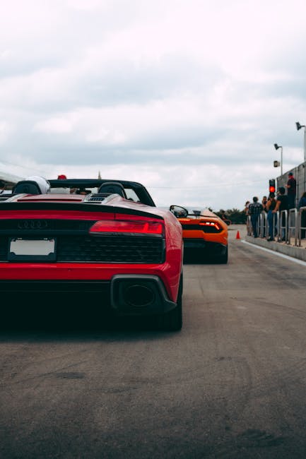 Convertitore di velocità: auto sportive Audi R8 e Lamborghini Huracan in pista, calcolo della velocità e prestazioni