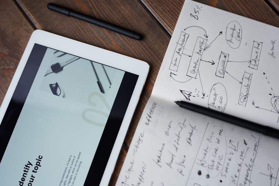 Appunti e tablet per la definizione di retta, strumenti di lavoro per l'analisi e la comprensione del concetto matematico fondamentale.