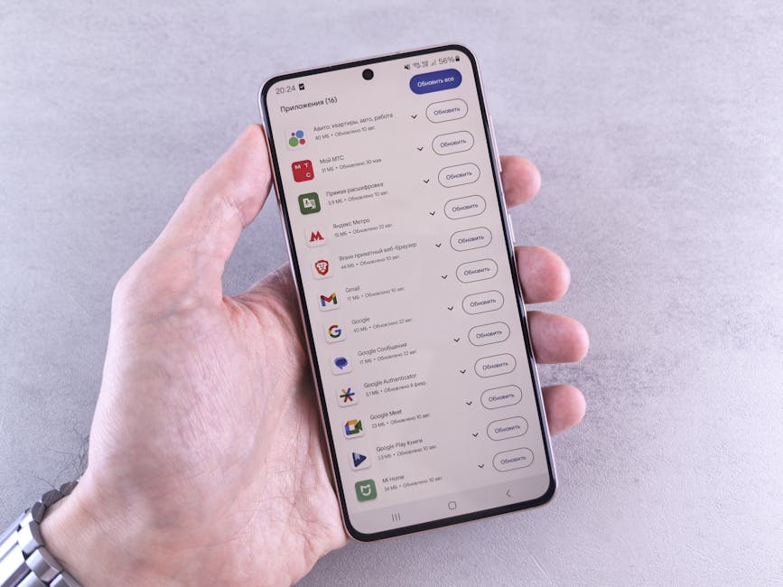 Schermata smartphone con elenco app da aggiornare, utile per articolo su aggiornamenti APP NoiPA e modifiche IBAN domicilio